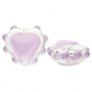 Glas Perlen Heart Transparent-lilac