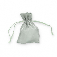 Satin Schmuck Beutel with Strass Vintage olive green-silver