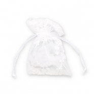 Organza Schmuck Beutel Flower White
