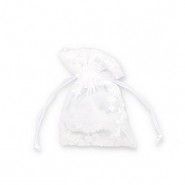 Organza Schmuck Beutel Flower White