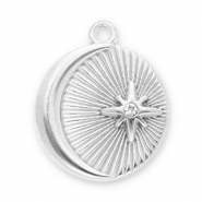 Anh&auml;nger aus Stainless Steel - Rostfreiem Stahl Moon and Star with Strass Silver-transparent
