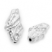 Perlen aus Stainless Steel - Rostfreiem Stahl Irregular with Strass Silver-transparent