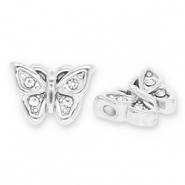 Perlen aus Stainless Steel - Rostfreiem Stahl Butterfly with Strass Silver-transparent