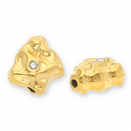 Perlen aus Stainless Steel - Rostfreiem Stahl Irregular with Strass Gold-transparent