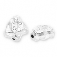 Perlen aus Stainless Steel - Rostfreiem Stahl Irregular with Strass Silver-transparent