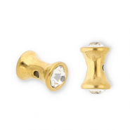 Perlen aus Stainless Steel - Rostfreiem Stahl Diabolo with Strass Gold-transparent