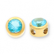 Perlen aus Stainless Steel - Rostfreiem Stahl Disc with Strass Gold-blue