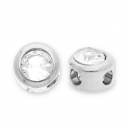 Perlen aus Stainless Steel - Rostfreiem Stahl Disc with Strass Silver-transparent