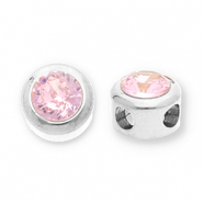 Perlen aus Stainless Steel - Rostfreiem Stahl Disc with Strass Silver-light pink