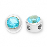 Perlen aus Stainless Steel - Rostfreiem Stahl Disc with Strass Silver-blue