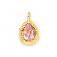 Anh&auml;nger aus Stainless Steel - Rostfreiem Stahl Drop with Facet Gold-light pink