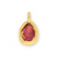 Anh&auml;nger aus Stainless Steel - Rostfreiem Stahl Drop with Facet Gold-dark pink