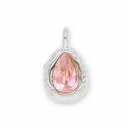 Anh&auml;nger aus Stainless Steel - Rostfreiem Stahl Drop with Facet Silver-light pink