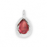 Anh&auml;nger aus Stainless Steel - Rostfreiem Stahl Drop with Facet Silver-dark pink