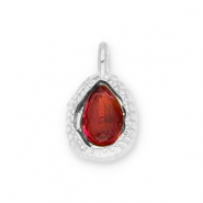 Anh&auml;nger aus Stainless Steel - Rostfreiem Stahl Drop with Facet Silver-red