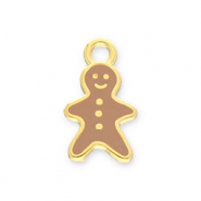 Anh&auml;nger Metall DQ Gingerbread Man Gold-brown (Nickelfrei)