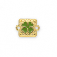 Anh&auml;nger Metall DQ Connector Square with Clover Gold-green (Nickelfrei)