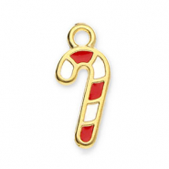 Anh&auml;nger Metall DQ Candy Cane Gold-white-red (Nickelfrei)