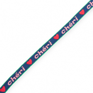 BY31&reg; Schmucktextband "Ch&eacute;ri" Dark blue-light pink-red-green