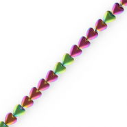 Perlen aus H&auml;matit Heart Purple-green-AB coating
