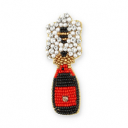 Broschen Bottle champagne Black-red-gold-white