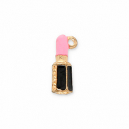 Anh&auml;nger Metall Lipstick Gold-black-pink
