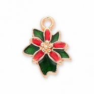 Anh&auml;nger Metall Poinsettia Gold-red-green