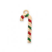 Anh&auml;nger Metall Candy Cane Gold-red-green