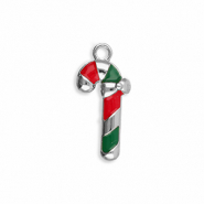 Anh&auml;nger Metall Candy Cane Silver-red-green