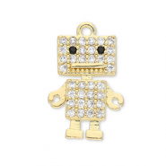 TQ Metall Brass Anh&auml;nger Robot Gold-transparent