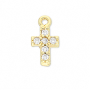 TQ Metall Brass Anh&auml;nger Cross Gold-transparent