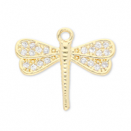 TQ Metall Brass Anh&auml;nger Dragonfly Gold-transparent