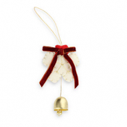 Musthave-Anh&auml;nger Filz Snowflake with Bow & Bell White-red-gold