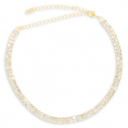 TQ Metall Brass Choker mit Strass Gold-crystal