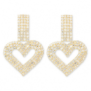 Eco-brass&reg; nachhaltiges Messing Ohrringe / Ohrstecker mit Strass Heart Gold-crystal