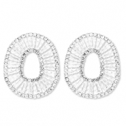 Eco-brass&reg; nachhaltiges Messing Ohrringe / Ohrstecker mit Zirkonia Oval Silver-crystal