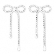 Eco-brass&reg; nachhaltiges Messing Ohrringe / Ohrstecker mit Strass Bow Silver-crystal