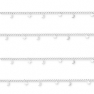 Zubeh&ouml;r aus Stainless Steel - Rostfreiem Stahl Gliederkette with Moon and Star Silver