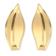 Stainless Steel - Rostfrei Stahl Ohrringe / Ohrstecker Leaf Gold