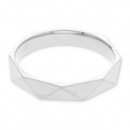 Stainless Steel - Rostfrei Stahl Ringe Faceted Cut Silver