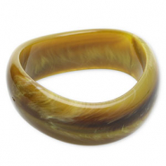 Armb&auml;nder Bangle aus Resin Olive green-brown-white