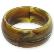Armb&auml;nder Bangle aus Resin Olive green-brown-white