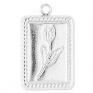 Anh&auml;nger aus Stainless Steel - Rostfreiem Stahl Rectangle with Tulip Silver