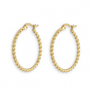 Stainless Steel - Rostfrei Stahl Ohrringe Creolen Twisted Gold