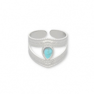 Stainless Steel - Rostfrei Stahl Ringe mit Naturstein Silver-turquoise