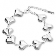 Stainless Steel - Rostfrei Stahl Armb&auml;nder Hearts Silver