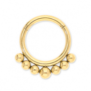 Stainless Steel - Rostfrei Stahl Ohrpiercing Clicker ring with Spheres Gold