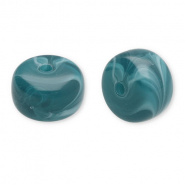 Perlen aus Acryl Disc Dark teal-white
