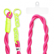 Musthave Segeltau-Handykette inkl. Befestigungs-Patch Dark pink-neon yellow