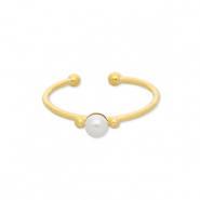 Stainless Steel - Rostfrei Stahl Ringe with Pearl Gold-white